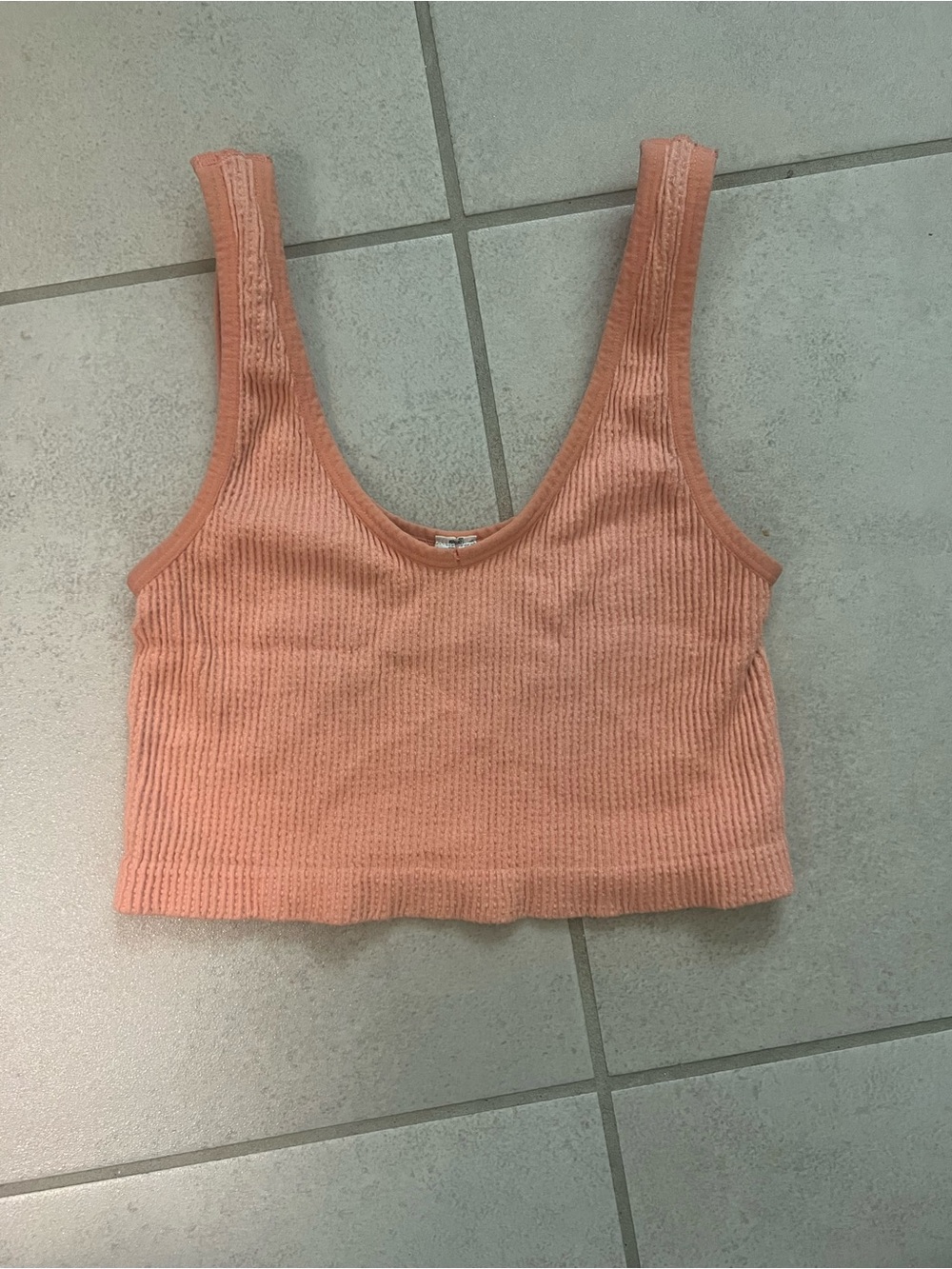 Forever 21 Peach Ribbed Scoop Cropped Tank